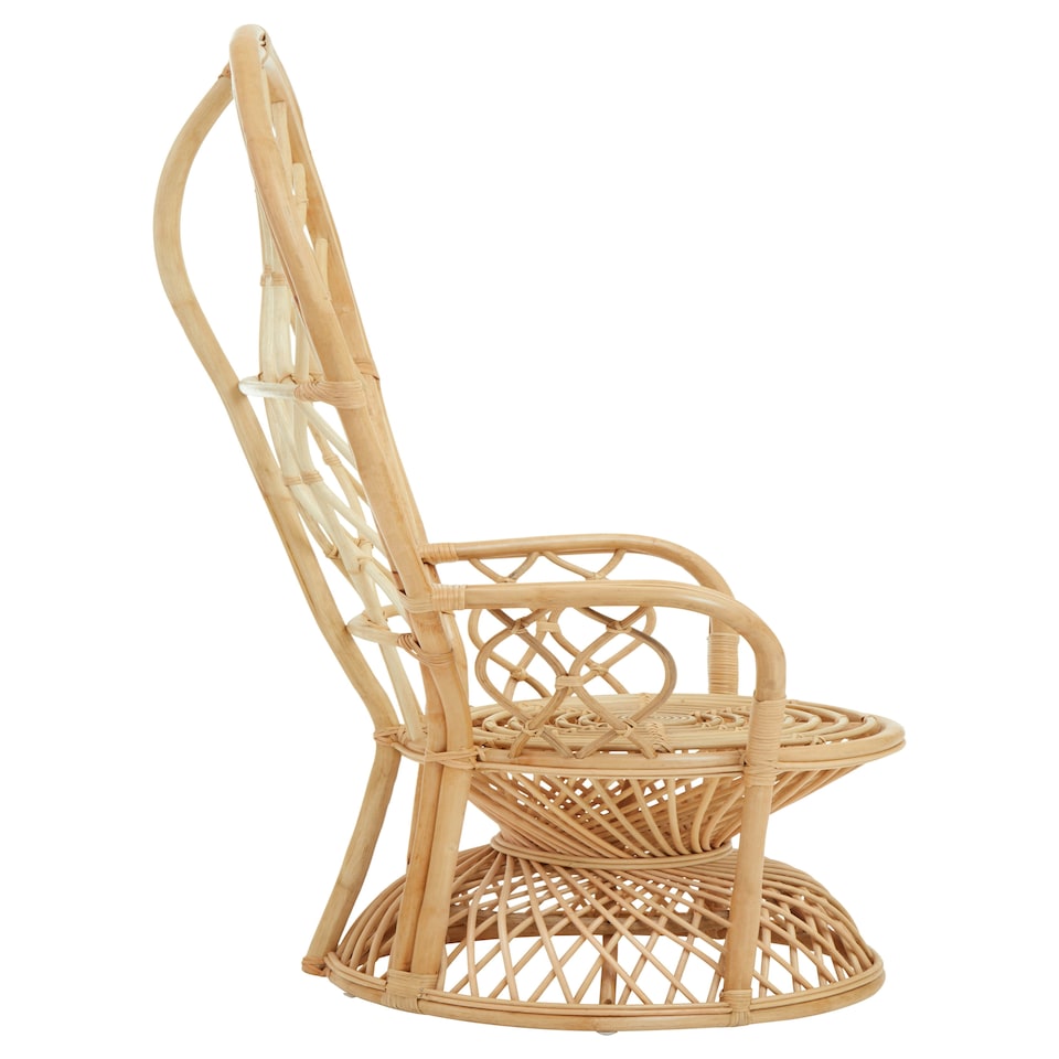 image 1 of Interiors by Premier Brown Natural High Back Rattan Peakcock Chair, Rattan Arm Chair, Rattan Patio Chair for Home, Garden