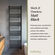 image 6 of Straight Heated Towel Rail Radiator, 732W, 400 x 1600mm, Matt Black | Black | Matt Black