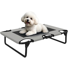 PawHut Raised Dog Bed with Breathable Mesh for S & M Dogs, Light Grey | Grey | Light Grey | S