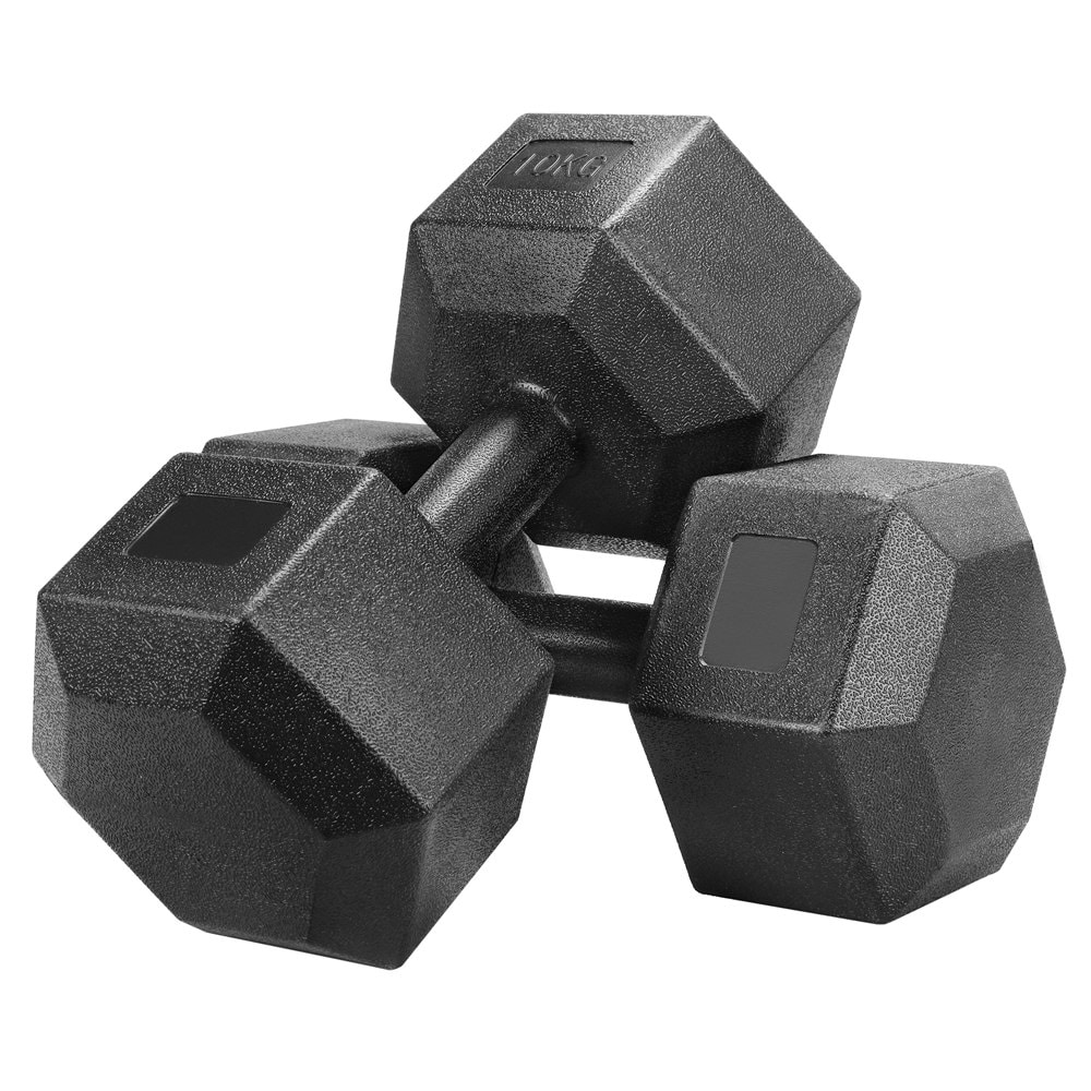 Yaheetech 2x10kg (Sold in Pair) Hex Dumbbells Set Black