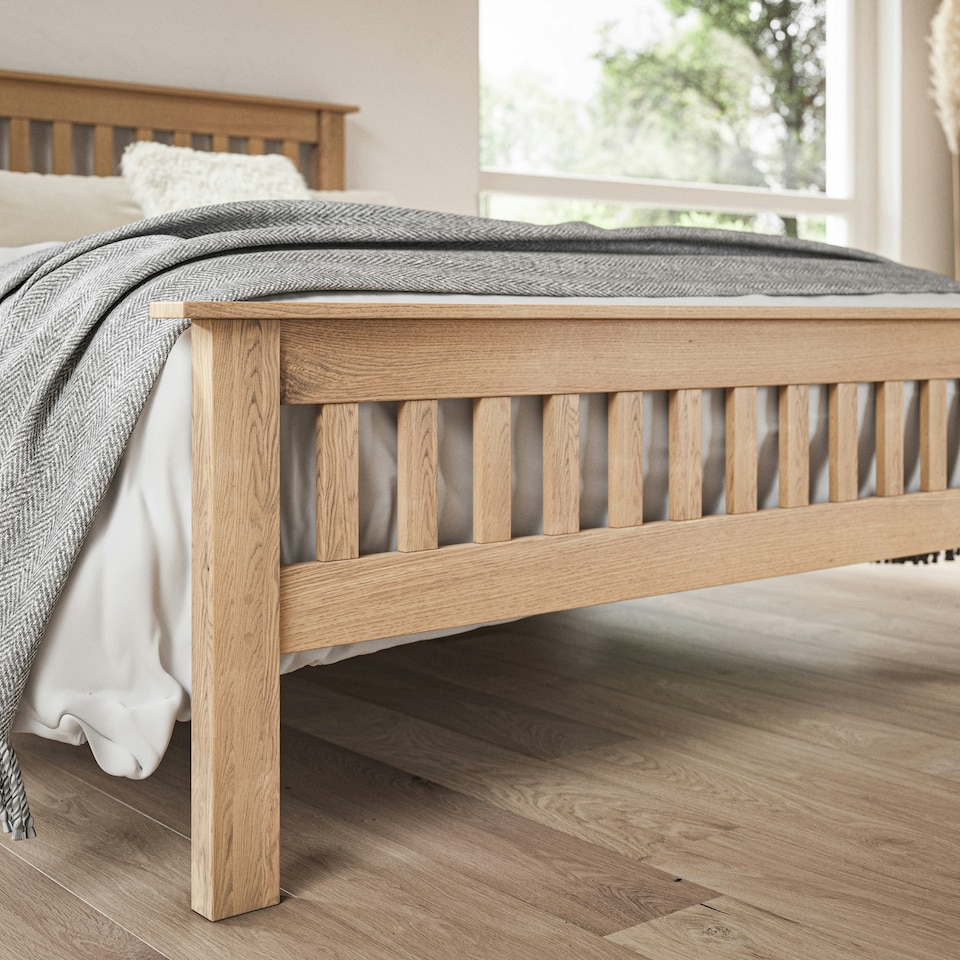 image 1 of Pitlochry Solid Wooden Oak Shaker Style Bed Frame (Double)