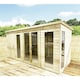 image 1 of 13 x 11 COMBI Pent Summerhouse + Side Shed Storage - Pressure Treated Tongue & Groove + Toughened Safety Glass (13' x11' / 13ft x 11ft) (13x11)