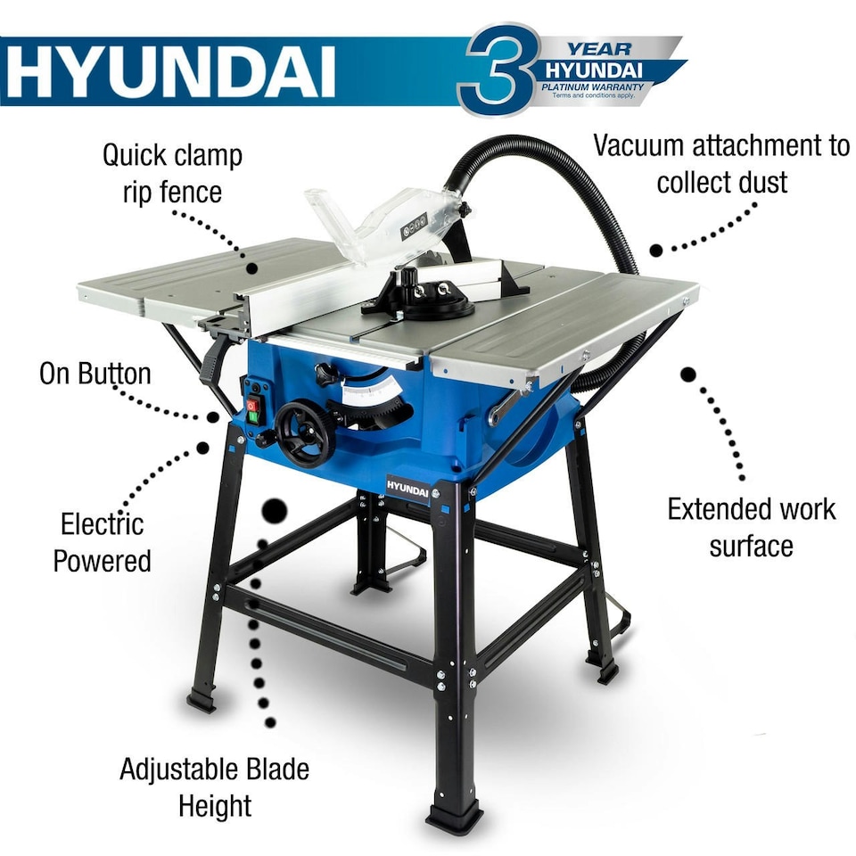 image 1 of Hyundai 1800W 10'' / 30mm Electric Table Saw 230V HYTS1800E