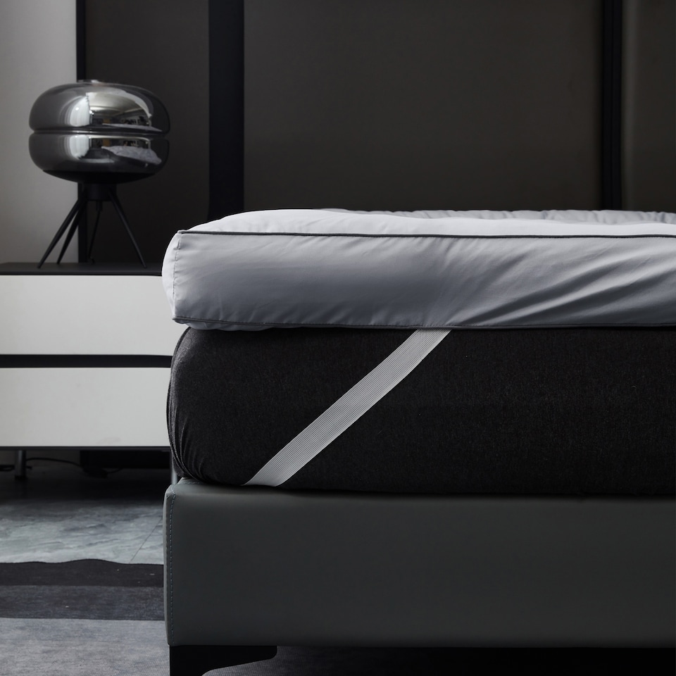 image 1 of Ezysleep 4 Inch Luxurious Shredded Memory Foam Mattress Topper - Soft Microfibre Cover | Grey | Grey