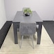 image 5 of Dining Table with 4 Chairs and 2 Benches Dark Grey Wood Table Grey Velvet Chairs