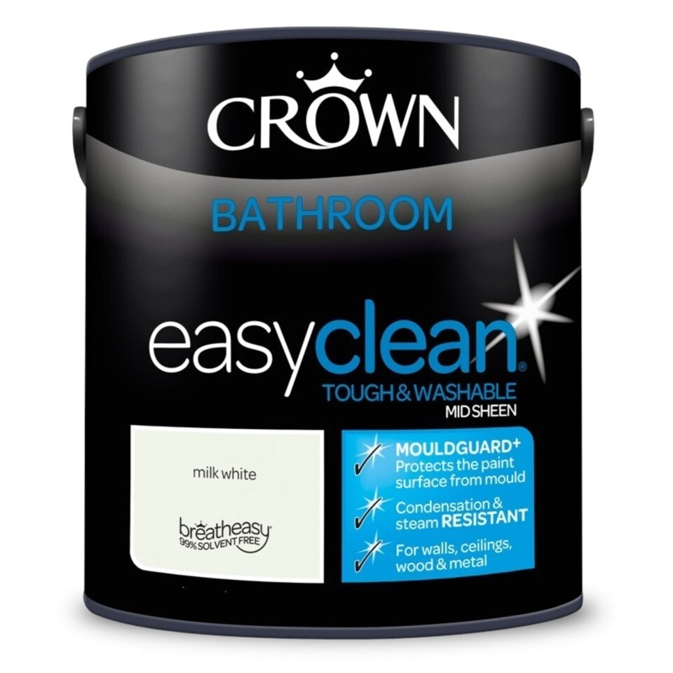 image 1 of Crown Easyclean Bathroom Mid Sheen 2.5L Milk White