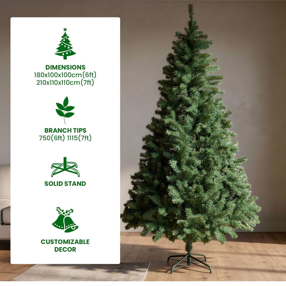 image 1 of Alivio 6ft Natural Looking Artificial Christmas Tree For Home With Metal Stand
