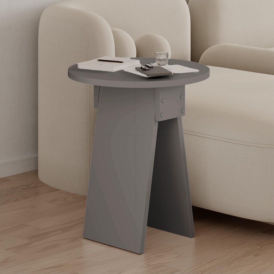 image 1 of Decortie Chen Round Side Table 42x50cm Mocha Grey