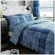 image 1 of VELVETIO Denim Check Printed Duvet Cover Set Reversible Polycotton Beddings Blue | King