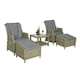 image 1 of Wentworth 5 Pc Deluxe Gas Reclining Chair Set - Synthetic Rattan - H45 x W60 x L60 cm - Beige