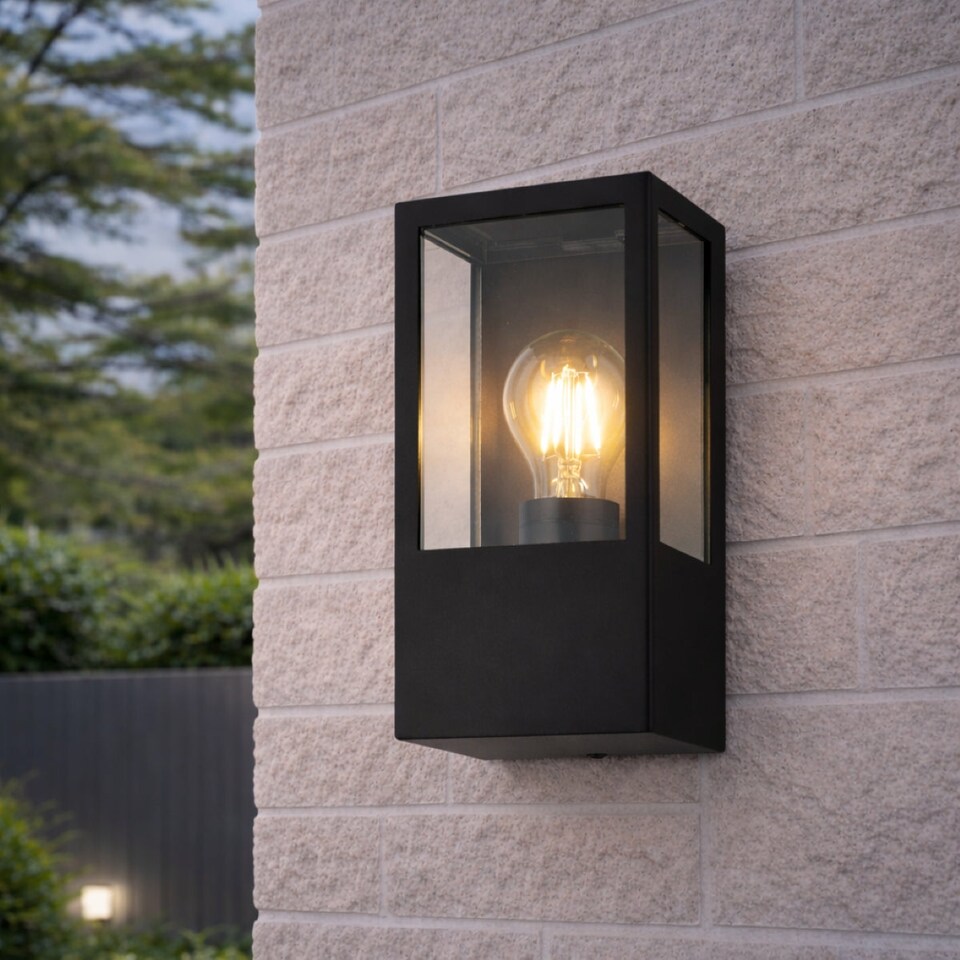 image 1 of CGC Dave Black Stainless Steel Outdoor Wall Light Lantern E27 IP54