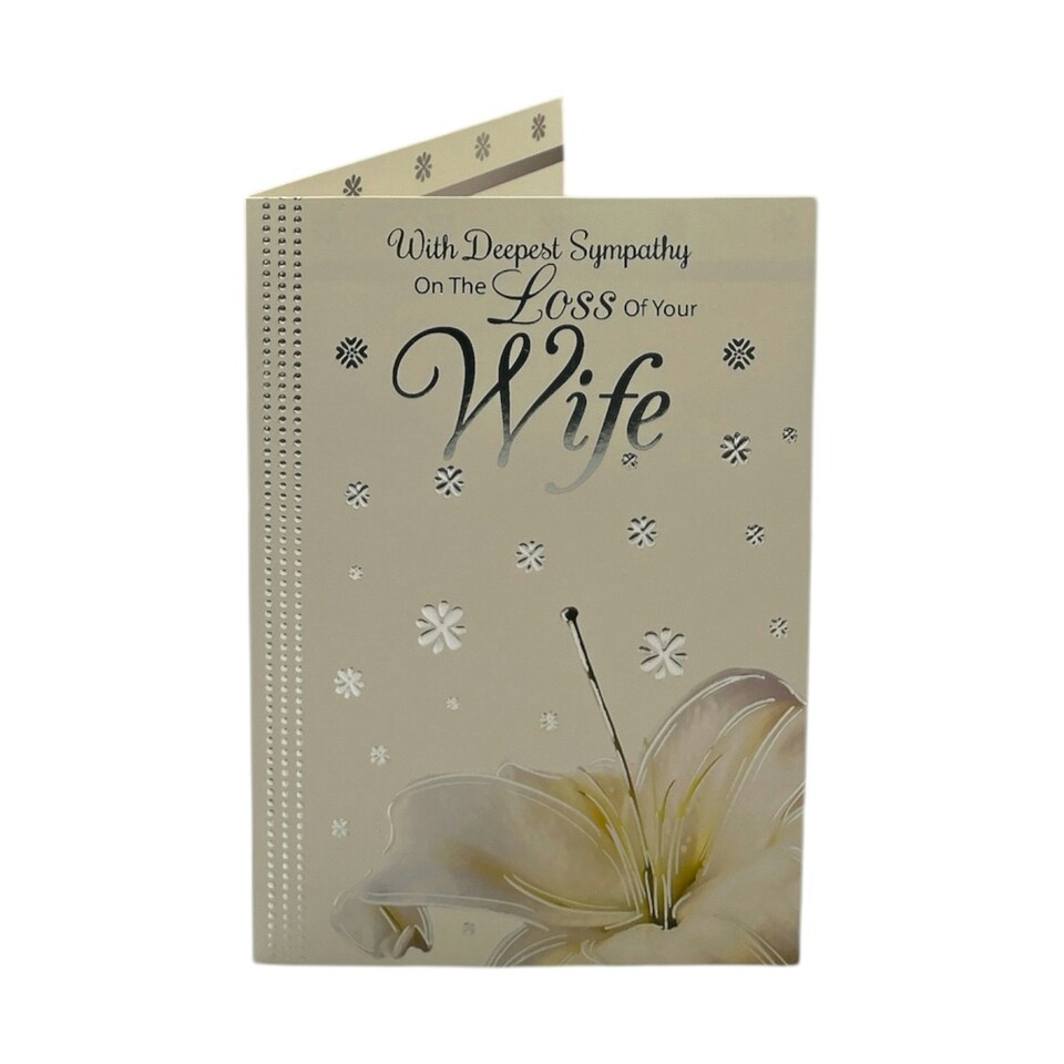 image 1 of Loss Of Wife White Lily Flower Design Sympathy Card