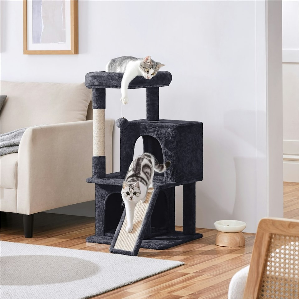 image 1 of Yaheetech 92 cm Cat Tower with Double Condos Black