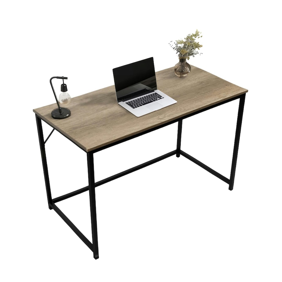 image 1 of Desk Computer PC Laptop Home Office Work Desk 120cm, Study Light Brown Rustic Style Brown