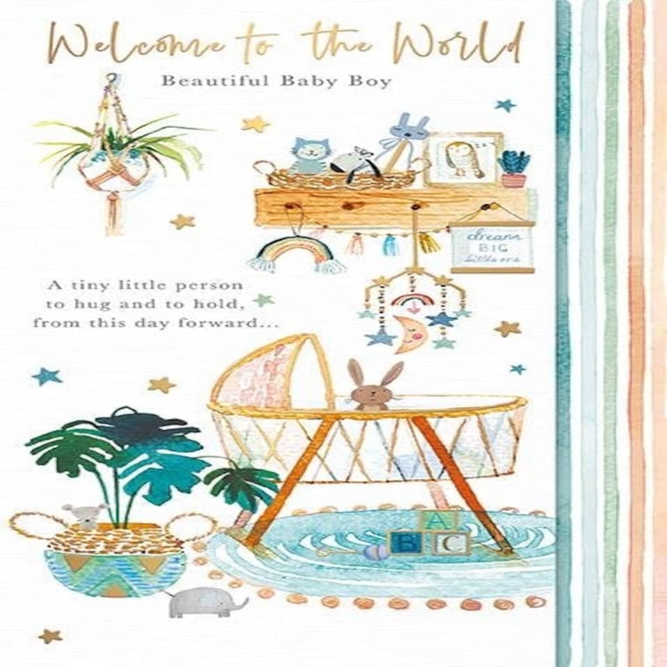 Words 'n' Wishes Welcome To The World Beautiful Baby Boy Card