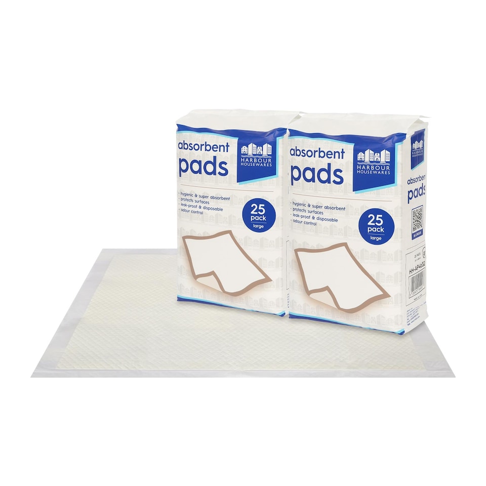 image 1 of Harbour Housewares 50x Disposable Incontinence Bed Pads - 60 x 60cm - Waterproof High Absorbency Mattress Protector Bed Sheet