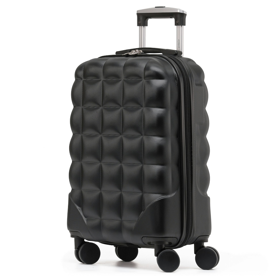 image 1 of Flight Knight Bubble Suitcase - Ryanair easyJet Jet2 Approved - 8 Wheel Carry Cabin Hardcase 55x35x20cm Black | Black | Cabin Bag