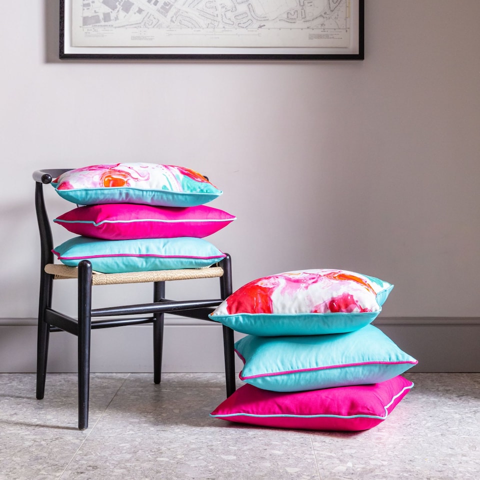 image 1 of Ulster Weavers Cardinal Marbles Filled Cushion LS Cerise / Citrus