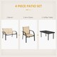 image 3 of Outsunny 4 Pcs Curved Steel Outdoor Furniture Set w Loveseat, 2 Texteline Seats, Glass Top Table Garden Balcony Patio Furniture For Family Party Events Guests Beige