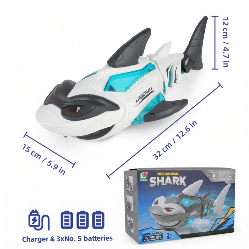 image 1 of Electric Crawling Shark Toy for Toddlers with Lights, Music, and Obstacle Avoidance