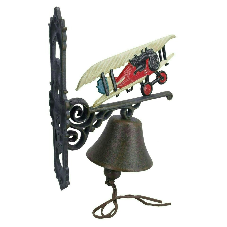 image 1 of Aeroplane Plane Bell Cast Iron Sign Door Wall Fence Gate House Doorway Home