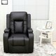 image 7 of Oscar Pushback Recliner Bonded Leather w Cupholders Chair | Black | Black | One Size