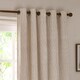 image 3 of Hebden Striped Cotton Eyelet Curtain Pair, 168 x 137cm, Natural | Cream | Natural