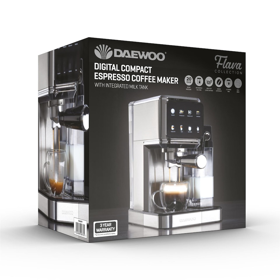 image 1 of Daewoo 20 Bar Espresso Coffee Machine with Milk Tank