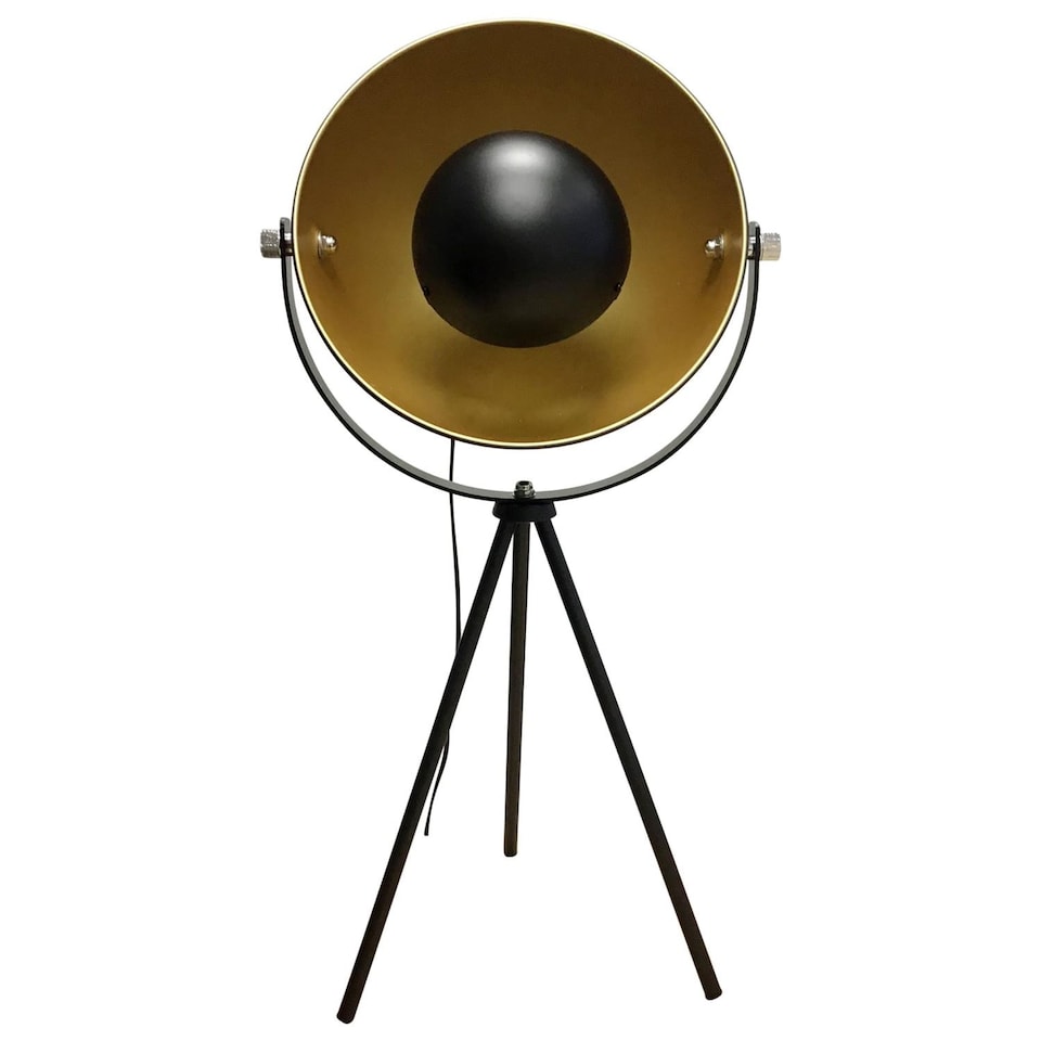 image 1 of Industrial Style Black Tripod Table Lamp | Black | Gold | Large | 1