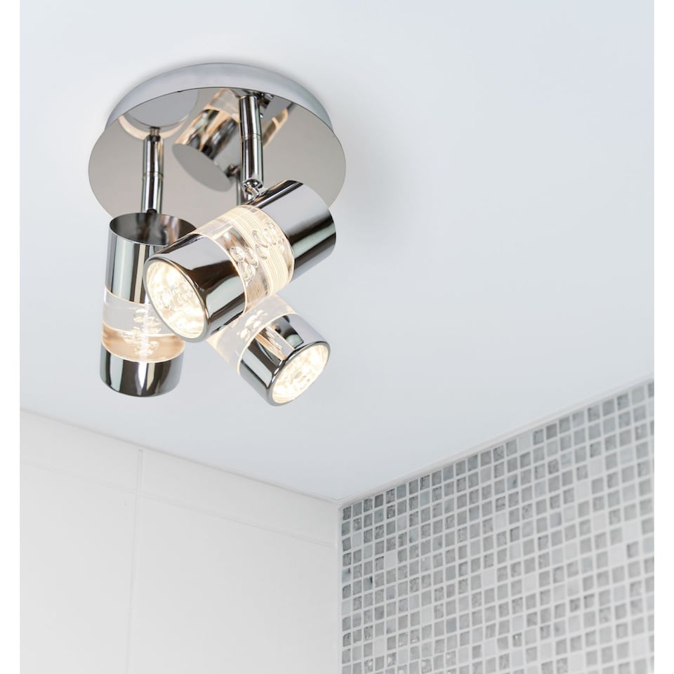 image 1 of Chrome Bathroom Spot Light with LED Bubble Acrylic Heads | Chrome