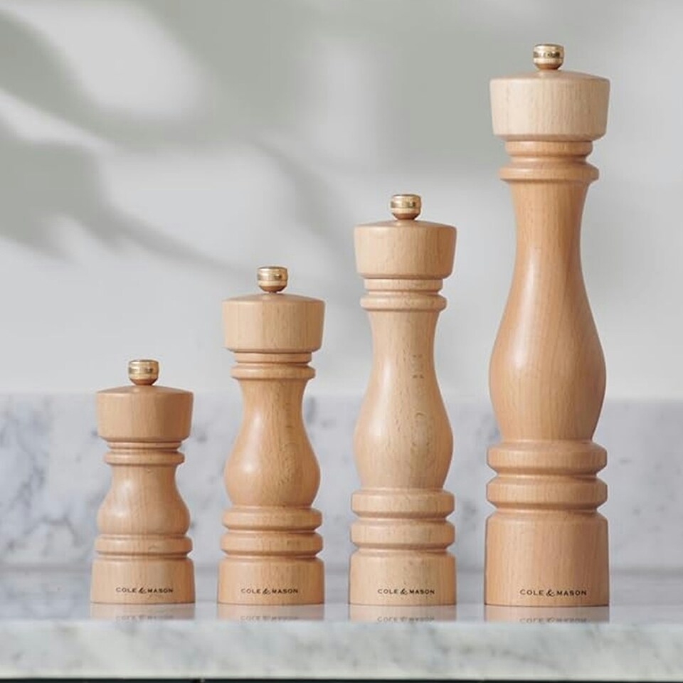 image 1 of Cole & Mason London Beech Wood Salt & Pepper Mill Set 130mm