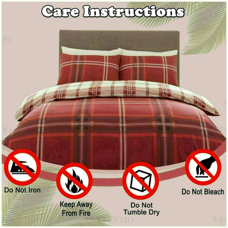 image 1 of VELVETIO Bardsley Check Printed Duvet Cover Set Reversible Polycotton Beddings Red | King