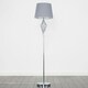 image 2 of ValueLights Jaspa Chrome Metal Wire Geometric Diamond Design Floor Lamp with Grey Tapered Shade with 6w LED GLS Bulb In Warm White Grey
