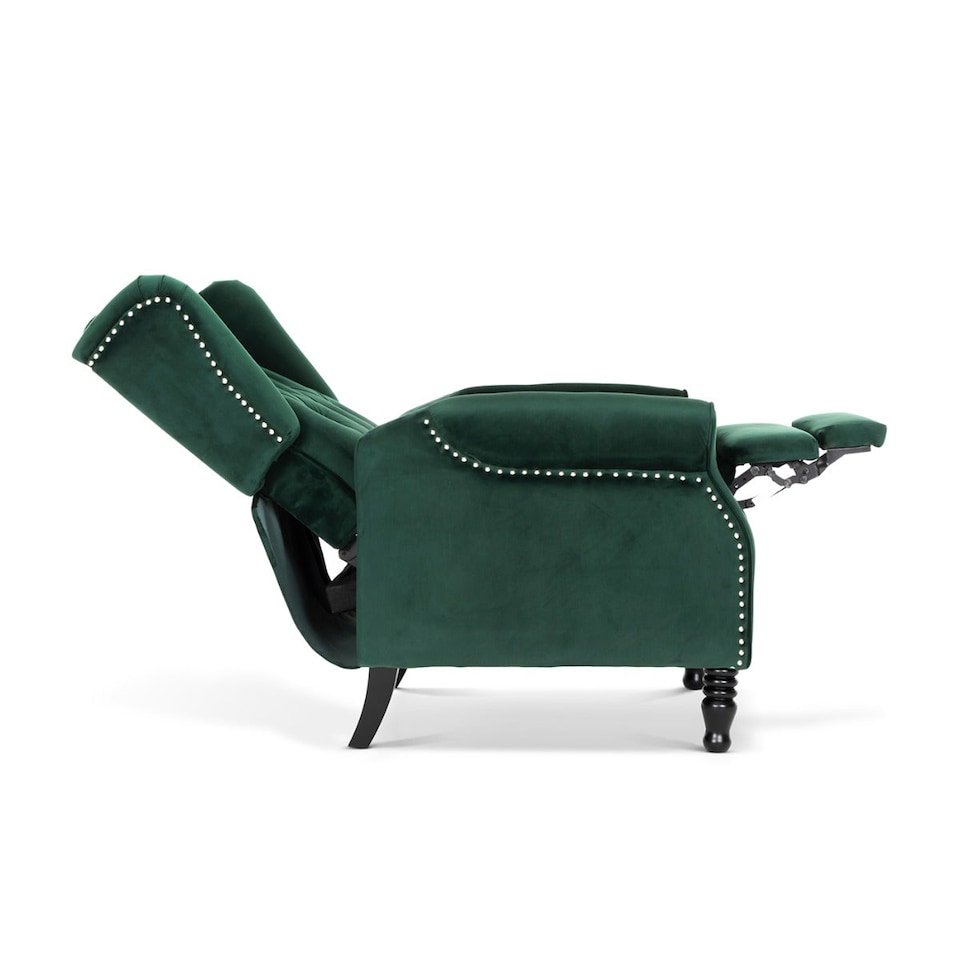 image 1 of Velvet Bottle Green Marianna Manual Recliner Wingback Chair