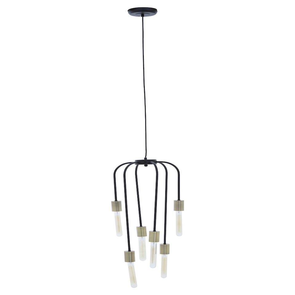 image 1 of Interiors by Premier Lagona 6 Bulb Black Pendant Light