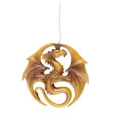 Anne Stokes Dragon Medal Hanging Ornament - Gold/Brown - One Size
