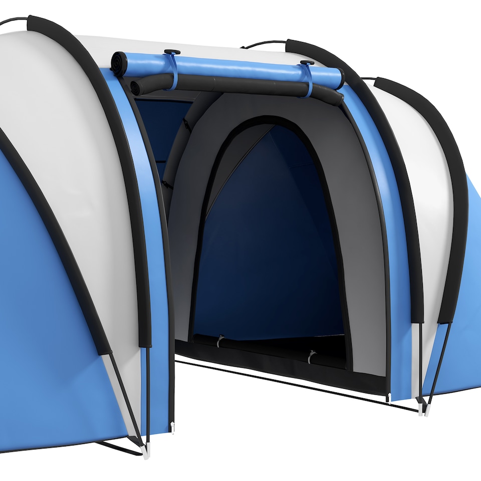 image 1 of Outsunny 2 Bedroom Camping Tent with Living Area, 3000mm Waterproof, Blue