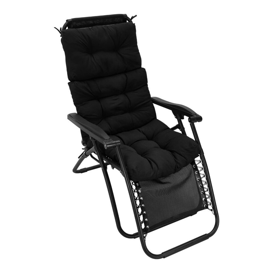 image 1 of Living and Home Adirondack Patio Chair Cushion, 130x55cm, Black