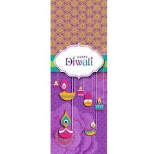 Happy Diwali Traditional Pattern Wall Poster PVC Party Sign Decoration 70cm x 25cm
