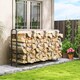 image 2 of Outsunny 6.5 FT Steel Firewood Log Rack with 300 kg Capacity, Heavy Duty Indoor Outdoor Fireplace Wood Storage Shelf, Log Holder/Stand with Extra Support Legs, Decorative Bonfire Pattern, Black
