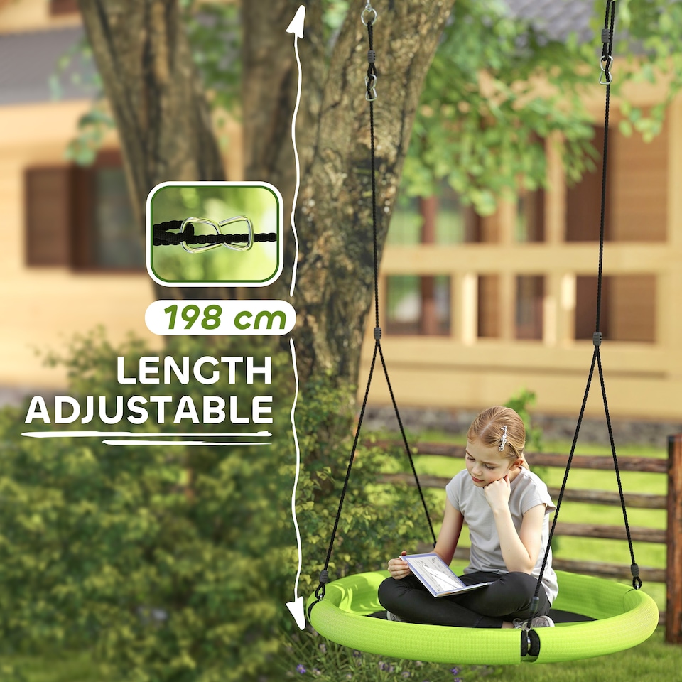 image 1 of AIYAPLAY Nest Swing Set, 100cm Saucer Tree Swing Set for Kids, Green
