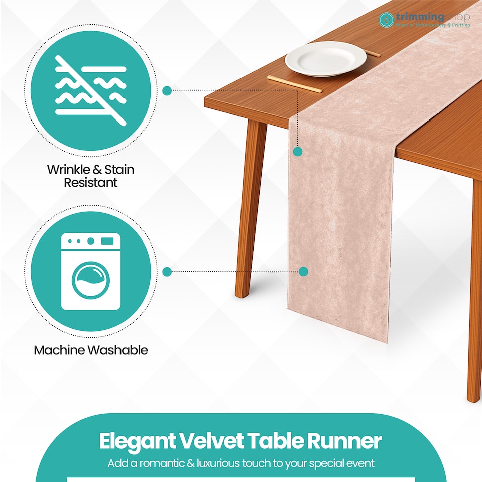 image 1 of Crushed Velvet Table Runner, Glitz Table Runners - 33 x 274cm