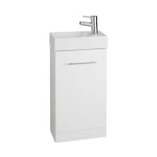 Bathroom Cube 410mm Cloakroom Vanity Unit with Basin - Gloss White - (Impact) - Brassware Not Included | White | White | 1