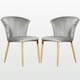 image 1 of Set of 2 Elsa Velvet Dining Chairs with Wooden Legs, Curved Back & Comfortable Seating | Grey