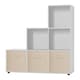 image 1 of 6-Cube Step Shelving Unit With Non Woven Inserts | White | White & Cream | 1