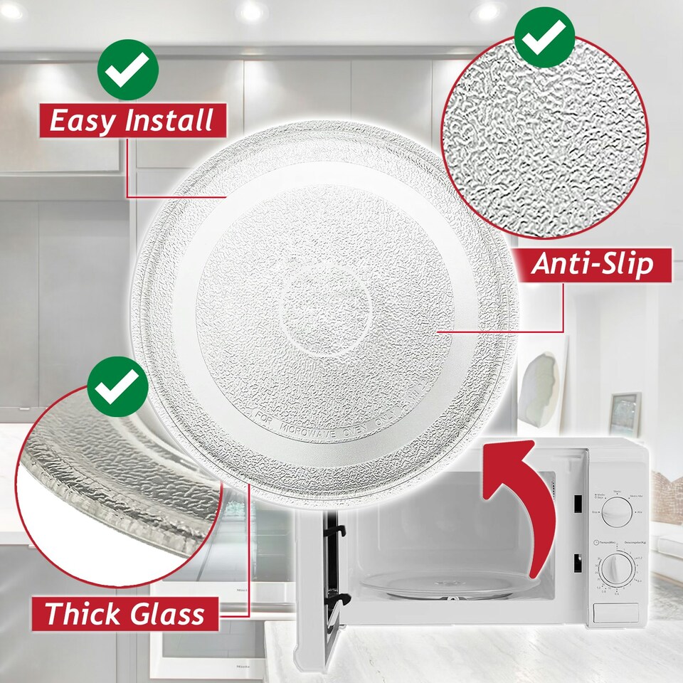 image 1 of SPARES2GO Universal Microwave Turntable Plate Smooth Flat Glass Dish Tray (10.65" / 27cm / 270mm)