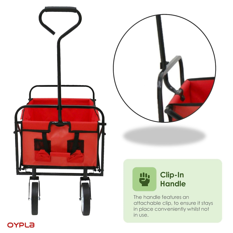 image 1 of Oypla Red Heavy Duty Foldable Garden Festival Trolley Folding Cart Wagon Truck Wheelbarrow