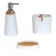 image 1 of Showerdrape Sonata White & Bamboo 3 Piece Bathroom Accessory Set | White | White | 1