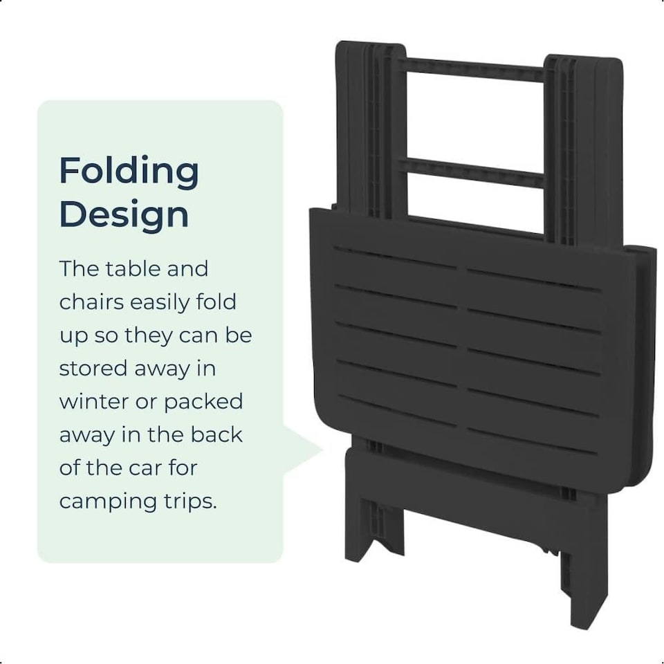 image 1 of 3 Piece Folding Camping Table & Chairs Set