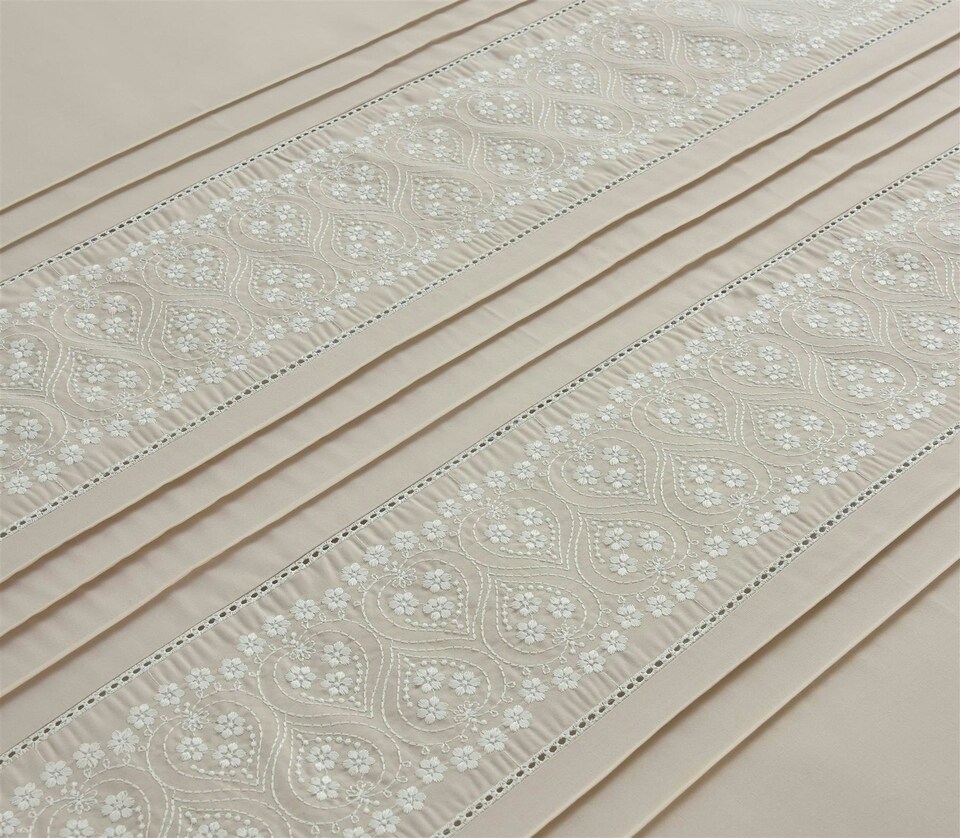 image 1 of Lottie Natural Duvet Cover Set | Cream | Super King